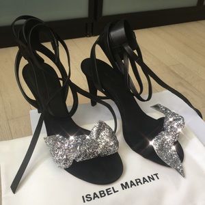 NIB Isabel Marant Silver Glitter Akynn sandals 36